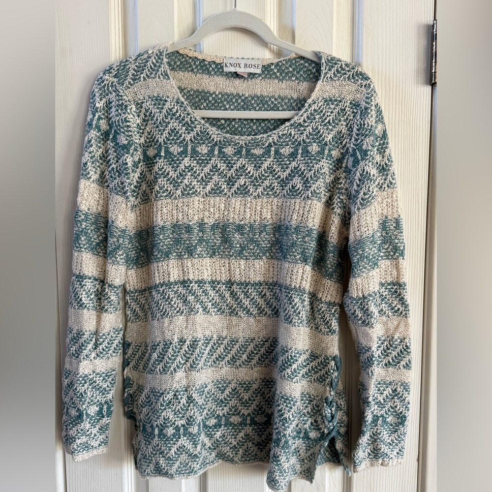 Knox Rose Women's Sweater in Teal and Cream